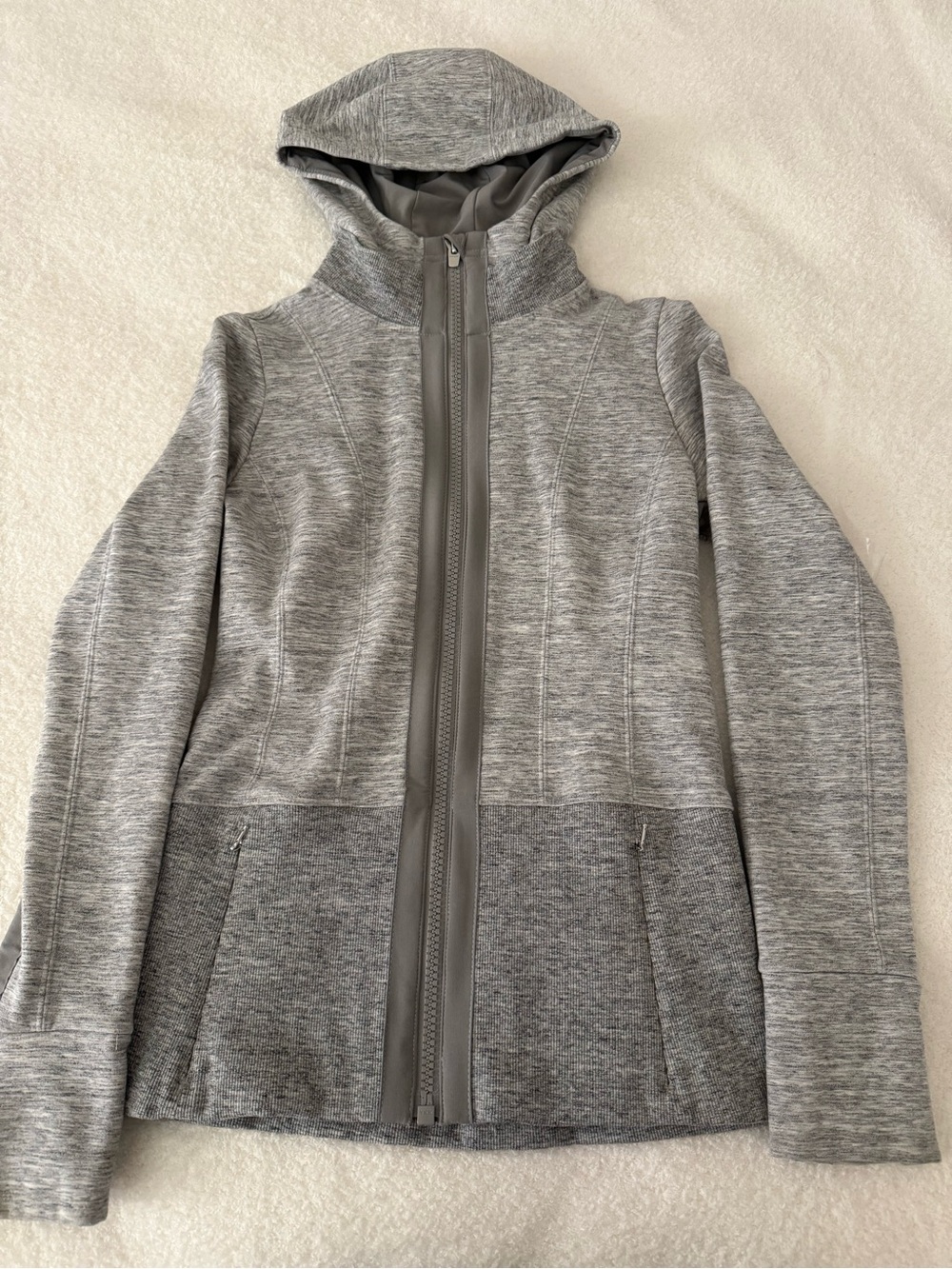 Athleta Girls Grey Hooded Full-Zip Jacket